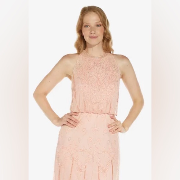 Adrianna Papell beaded Blouson tea length gown - Picture 1 of 7